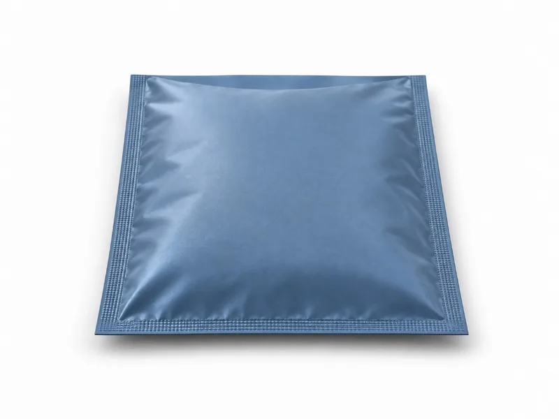 Filled 3 side seal pouch showing the slim pillow-like profile created without a gusset.
