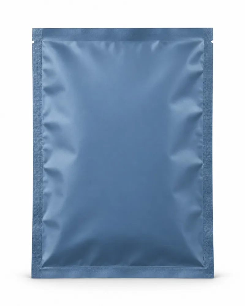 Front panel of a 3 side seal pouch showing the primary printable area for branding and product information.