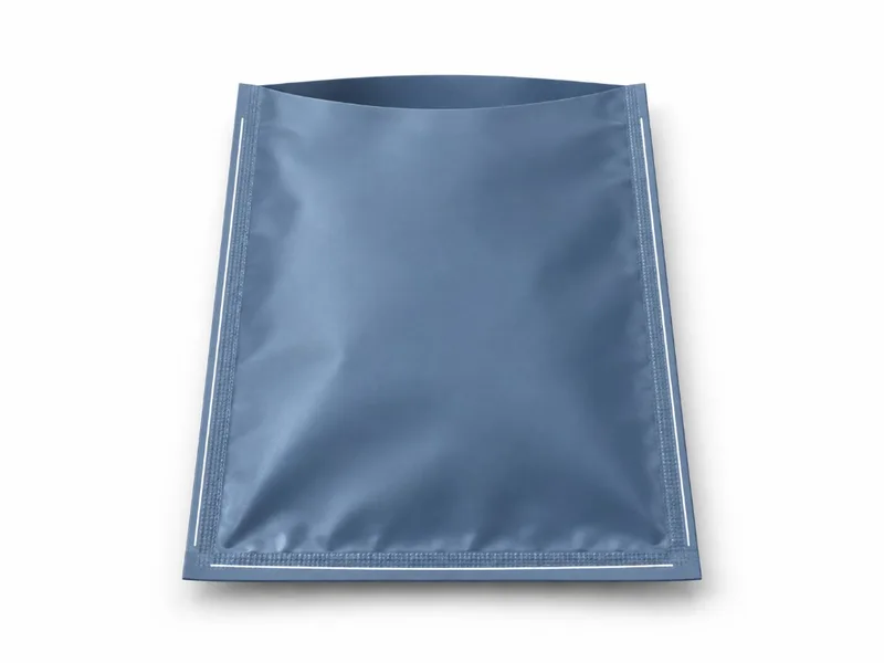 3 side seal pouch showing two side seals and one end seal with the remaining edge open for filling.