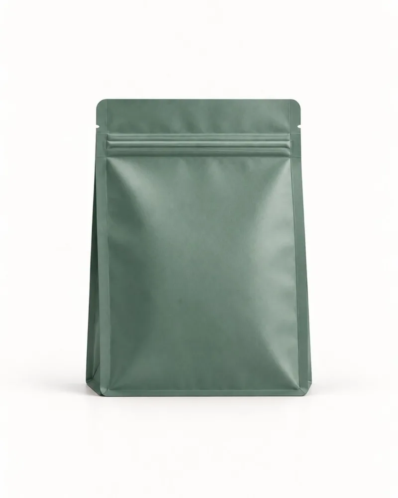 Front view of a flat bottom bag showing the primary printable branding panel
