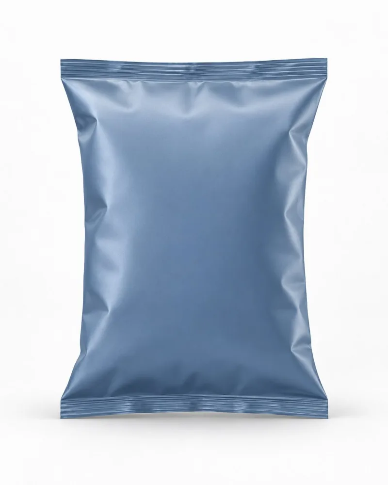 Front panel of a back seal bag showing the uninterrupted printable area for branding and product communication.