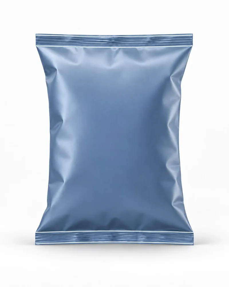 Back seal bag showing the sealed top and bottom ends that close the finished pack.