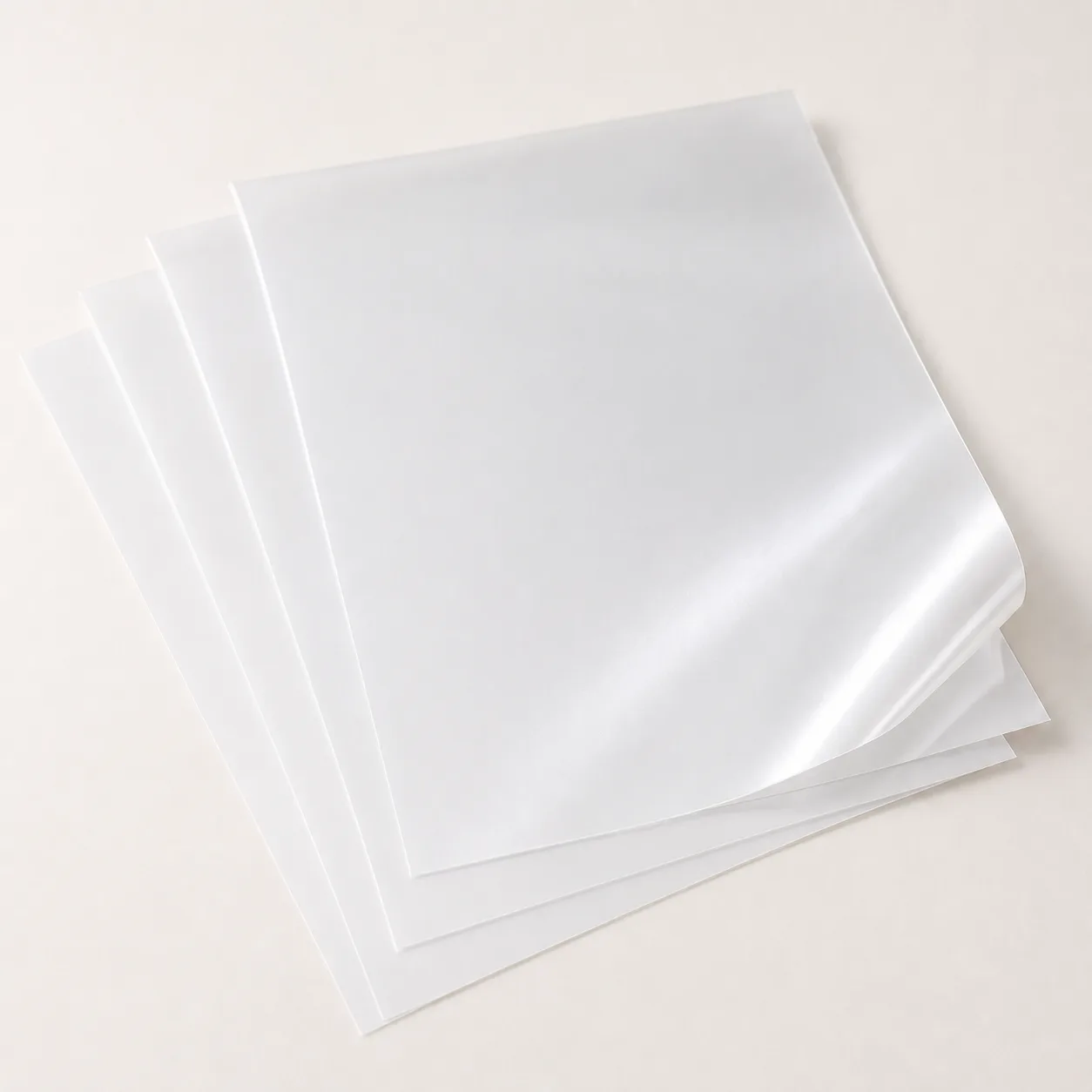 Pearly white BOPP film sheets for moisture-resistant labels and stickers.