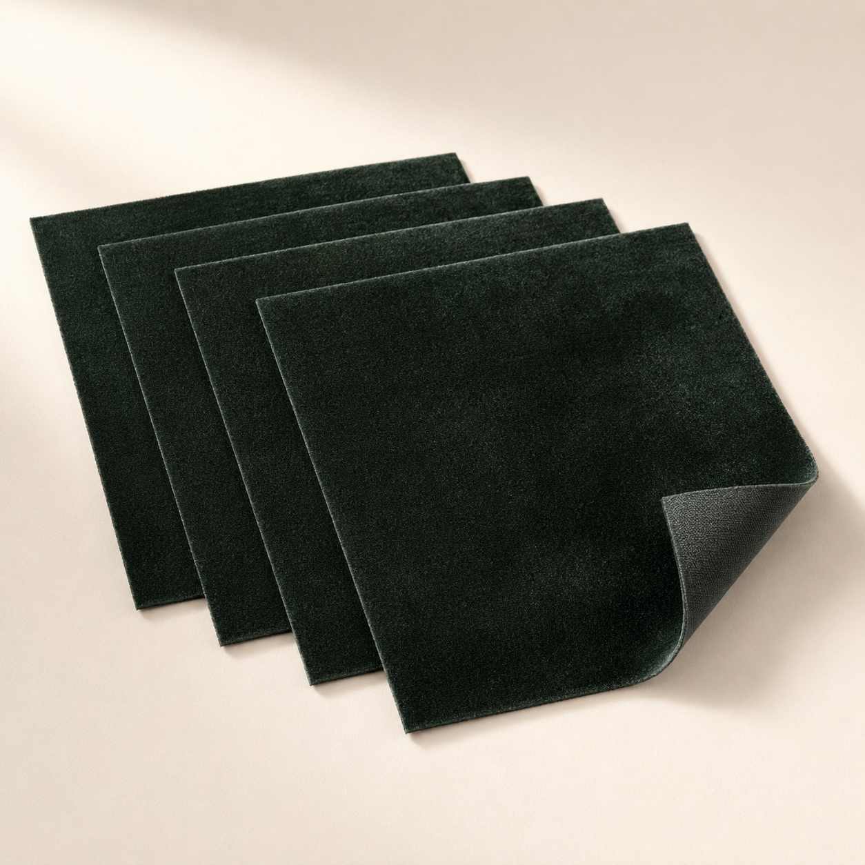Deep green velvet fabric sheets for luxury rigid box wrapping