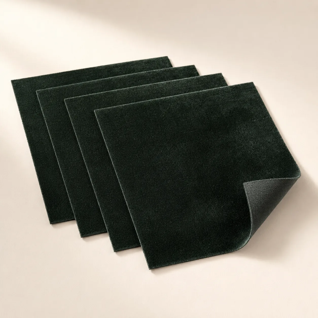 Deep green velvet fabric sheets for luxury rigid box wrapping