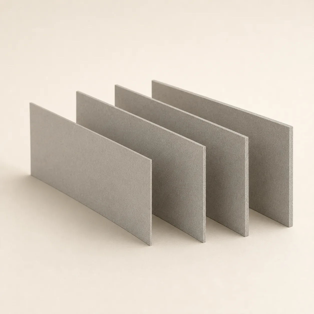 Four greyboard sheets in different thicknesses for rigid box construction