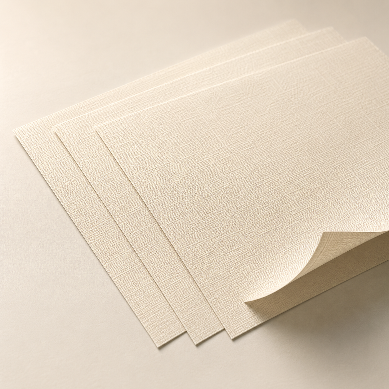 Linen-textured paper sheets for tactile rigid box wrapping