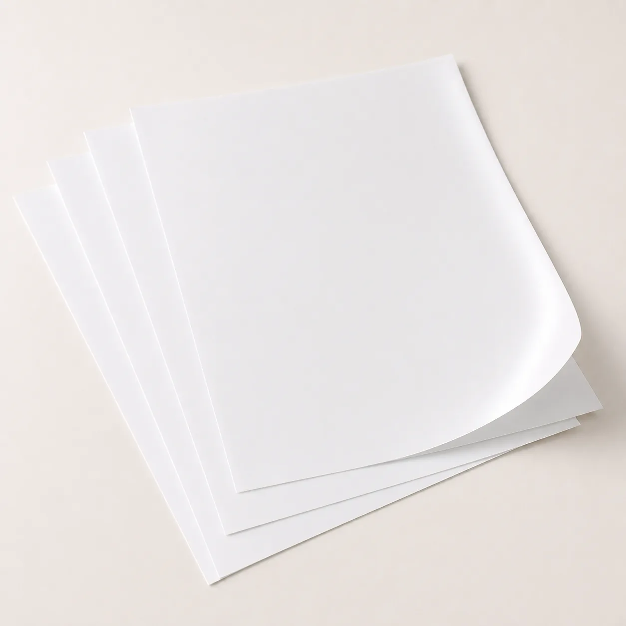 Thin white vinyl PVC sheets for flexible labels and stickers.
