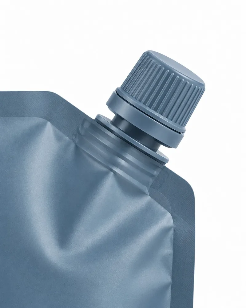 Close-up of the reclosable cap fitted onto the spout pouch outlet.